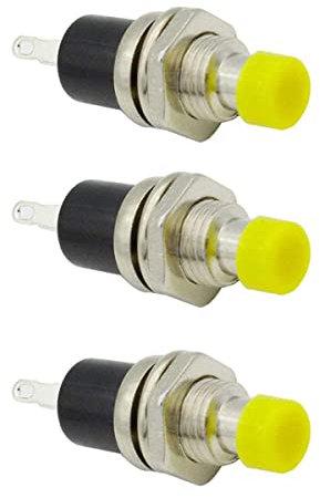 3 pezzi miniatura pulsante mini interruttore momentaneo pulsante interruttore di ripristino SPST interruttore di accensione per rendere/spingere per rompere giallo