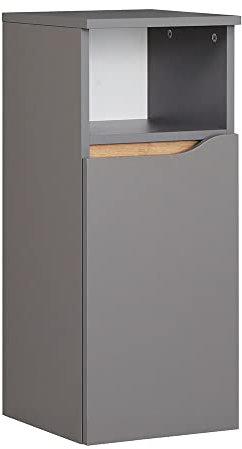 Lomadox Bad Unterschrank in Quarzgrau Matt Touch mit Riviera Eiche quer Nb., B/H/T ca. 30/72/33 cm
