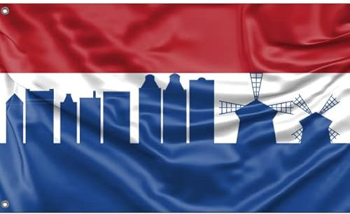 Flagge von Amsterdam, die Niederlande | einzigartiger Designdruck | hergestellt in der EU (90 x 150 cm)