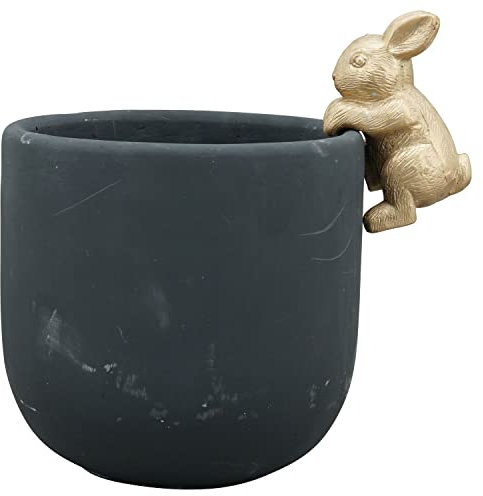 Exner GmbH Topf Aurum - schwarz/Gold - Zement - 17,5x17,5x17 cm