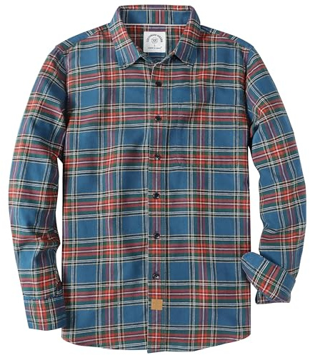 Dubinik® 6 oz Chemise Flanelle Homme Carreaux Boutonné Vintage Manches Longues Chemises Fashion Casual Chaude Coton