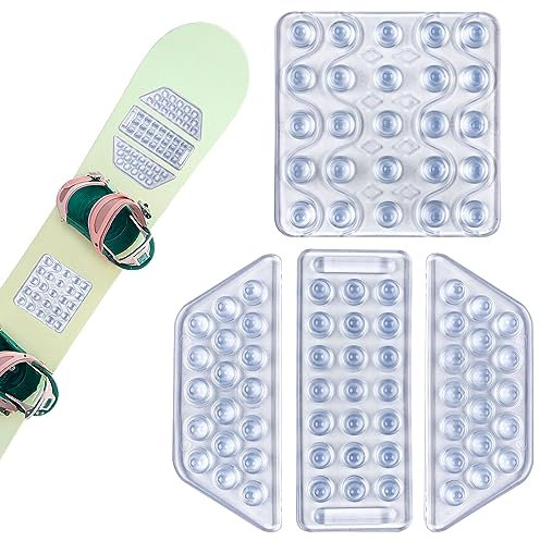 BOXOB 4 Stück Snowboard-Stomp-Pads, Transparent, rutschfest Snowboard-Griffpolster Selbstklebend Transparentes Stomp-Pad Winter Ski-Zubehör zum Snowboarden Männer Frauen