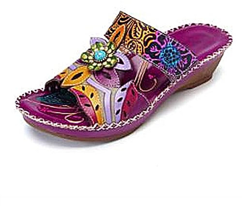 ticticlily Sandales Compensées Femme été Orthopédique Plateforme Pantoufles Claquettes de Yoga Piscine Chaussures A Violet 37