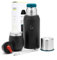 Kit Mate Argentino de 6 piezas - Incluye Mate de acero con Tapa, Bombilla y Termo Mate con 2 Tapones Pico Cebador - Facil de Lavar, Apto Lavavajillas. (Negro)