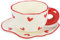 Koythin Ceramic Coffee Mug Saucer Set, Cute Creative Cup with Heart Pattern Saucer Design for Office and Home, Dishwasher and Microwave Safe, 6 oz/180 ml for Latte Tea Milk (Red Heart)