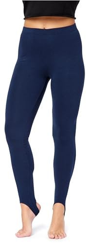 Bellivalini Damen Thermo Leggings Gefüttert mit Fußschlaufe für Winter Warme Apre Ski BLV50-321 (Marineblau, XXL)