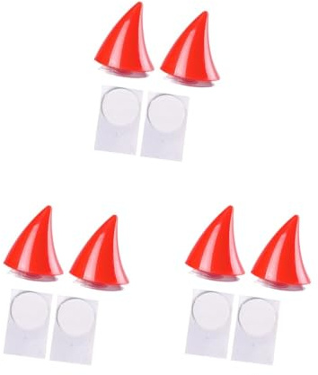 3 Satz von 2 Stück Motorrad Helm Dekoration Aufkleber Dämon Horn für Fahrradhelm, kleines Horn rot