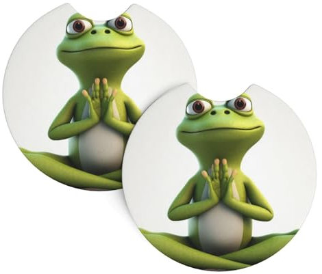 The Funny Frog Doing Yoga Sottobicchieri per auto stampati 2 pezzi assorbenti portabicchieri per auto sottobicchieri antiscivolo per interni auto portabicchieri pad carino accessori per auto per donne