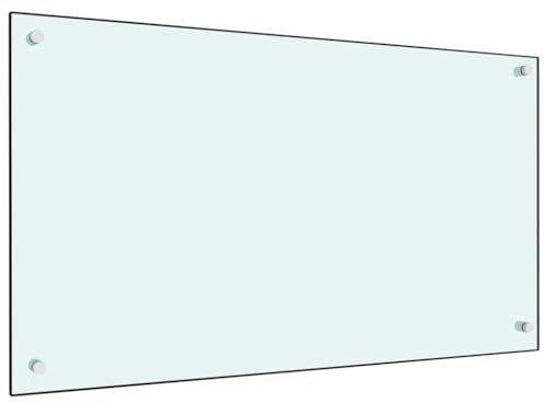 AUVYI Küchenrückwand aus Hartglas 90x50 cm Weiß Spritzschutz Glas Herd Spritzschutz Glas Spritzschutz Küche Glas Spritzschutz Hinter Herd Küchen Wandschutz Glasplatte Küche