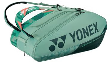 Yonex Pro Racquet Bag 12, Multi-Compartment 12-Racket Tennis Gear Travel Pack, Backpack Carry Straps/Grab Handle, Olive Green