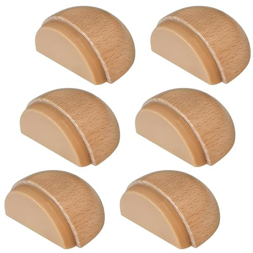 FRACOMO® Pack 6 Topes para Puertas Suelo | Tope Puerta Madera Adhesivo | Adhesivo Facil de Usar (Haya)