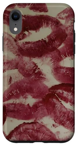 iPhone XR kisses lipstick marks lips for women girls makeup lover Case