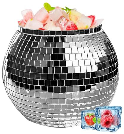 Disco Ice Bucket - Disco Ball Ice Bucket | 3L Reflective Cocktail Ice Bucket | Trendy Disco Ball Beverage Tub | Stable Reflective Champagne Wine Beer Bucket for Bar Restaurant Kitchen