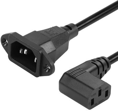 CERRXIAN Cavo di prolunga per alimentazione da pannello C14 a 90 gradi C13 PDU, IEC 320 C14 maschio ad angolo sinistro C13 femmina, cavo di alimentazione a 3 pin, per monitor, computer, ecc., 0,3 m