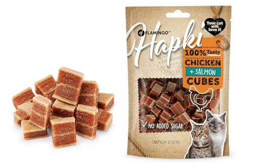 Flamingo Leckerli Hund – Hapki Blöckchen mit Huhn & Lachs – 50g – glutenfrei – ohne Zuckerzusatz & Konservierungsstoffe – gesunder Hundesnack