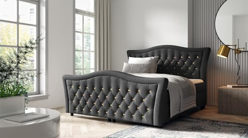 Fun Möbel Boxspringbett Schlafzimmerbett TURHAN (Dunkelgrau, 180x200cm)