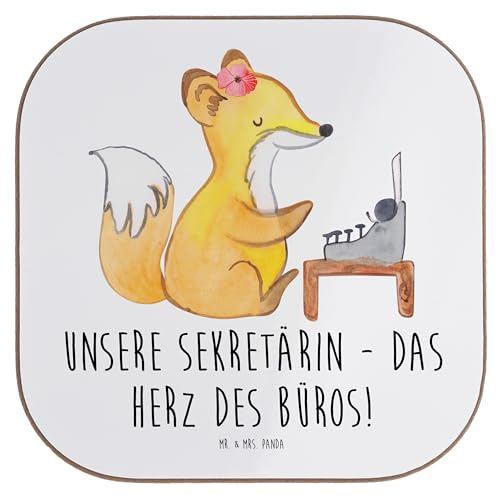 Mr. & Mrs. Panda Untersetzer für Gläser Sekretärin Herz - Geschenk, besondere Momente, Aufmerksamkeit, gläseruntersetzer, Holzuntersetzer, Bedanken, Liebe, des Büros, Coaster, Danke sagen, Anerkennung