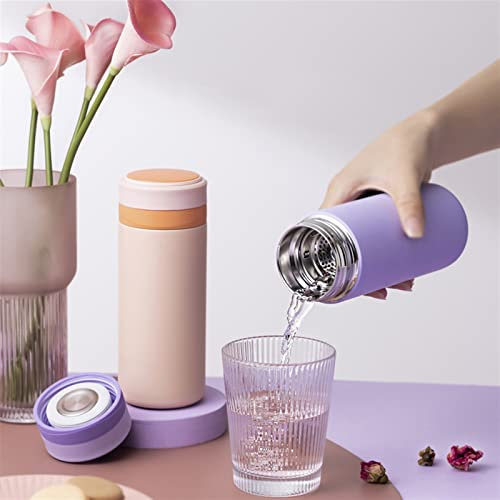 HGDXDP Insulated Cup Stainless Steel Portable Small Vacuum Insulation Mug with Lid Kettle Keeps Hot and Cold(PURPLE-350ML)