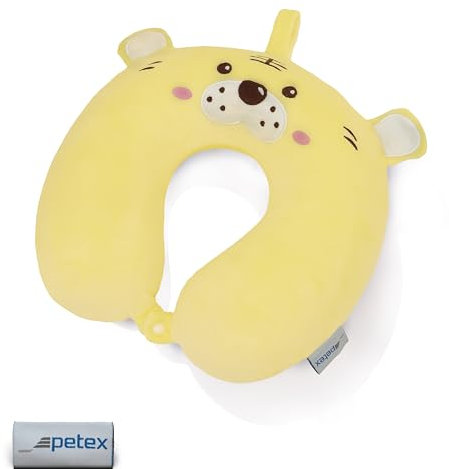 Petex Nackenhörnchen Nackenkissen Nackenstütze Reisekissen mit Memory Foam, ca. 32 x 30 cm, Kinder, Bär