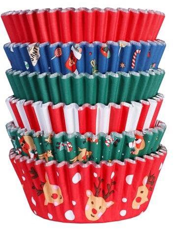 PME Weihnachtliche folienbeschichtete Cupcake-Förmchen - Santa-Mix (100 Stück)