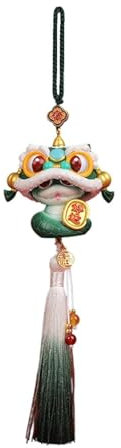 MagiDeal Ornement de Voiture de l'année du Serpent, Pendentif de rétroviseur de Voiture, Nouvel an Chinois 2025, Ornement Suspendu pour fenêtre, Pompon Vert