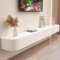 Modern White Floating TV Stand with High Gloss Finish Solid Wood Construction Wall Mounted Design Door & Drawers Shelves for Entertainment Media 280CM/110.2 Length