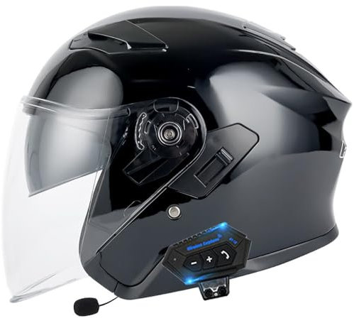 Byroads Bluetooth Jet Casque de Moto I Casque de Scooter avec Double visière I Casque de Jet Hommes Femmes I Casque de cyclomoteur Respirant I Casque de Moto Antichoc I certifié ECE