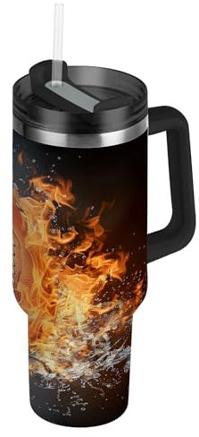 Niigeu Flame American Football Rugby Bottiglia Acqua Acciaio Inox, Isolato Borraccia Termica Senza BPA per Bevande Calde e Fredde per Bambini Sport Ciclismo Scuola