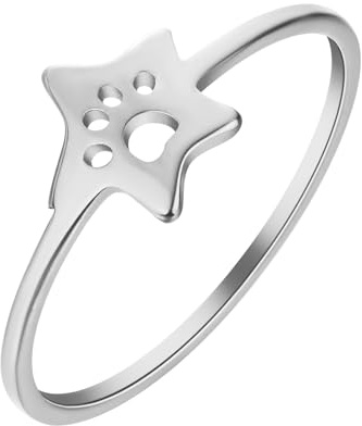 IOETSEUT Damen Schmuck Ring Stern mit Pfote Mädchen Ringe Schöner Schmuck Tier Frauen Finger Ring Geschenk