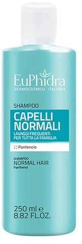 Euphidra, Shampoo Capelli Normali, Flacone 250 ml, Idratante con Pantenolo per Capelli Sani, Morbidi e Lucenti, Senza SLES e Conservanti Aggiunti, Dermatologicamente Testato