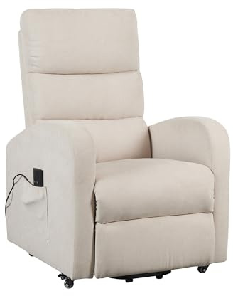 POLTRONE ITALIA fernsehsessel elektrisch senioren 2 Motoren, unabhängig verstellbares Rückenlehnen-Fußteil 4-Rad-Kit unverformbarer Sitz relaxsessel aufstehhilfe Beige