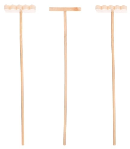 Housoutil Lot de 3 Mini Râteaux en Bambou pour Sable Outils de Jardin Zen de Table Stylo à Dessin Intégré Petit Râteau Zen pour Contemplation et Décoration Intérieure