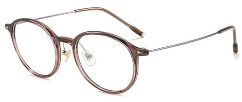 ALKAHE Rund Brille ohne Stärke für Unisex Superleichte TR90 und Titan Flexibel Rahmen Brillengestell für Damen Herren Dunkelbraun Rahmen