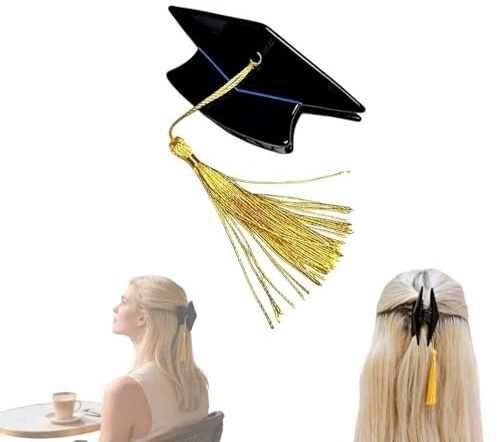 Graduation Cap Hair Claw, Graduation Cap Tassel Hair Clip, Mini Hairs Accessory Tassel Claw for Women Girls, Small Black Mortarboard Bobby Pin Holder for Grad Photos, Ceremony & Party Favor (1pc)