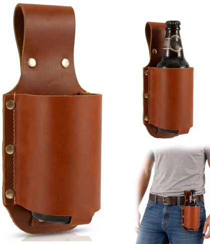 Gürtel mit Bierhalter,Gürtelschnalle Bierhalter,Leder Biergürtel | Leder Gürtel Bierhalter Schnalle,Bier Geschenk für Herren,Freisprechen auf Partys,Grillen,für Vatertag Weihnachten Geburtstag
