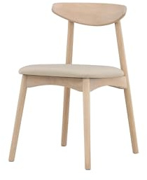 FURNLUX Ven Esszimmerstuhl, Eiche Weiß, Beige Polsterung, 47x54x80 cm, 7 kg, Holzgestell