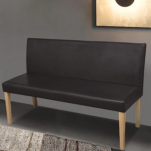 PHGTYUK Sitzbank 139,5 cm Dunkelbraun Kunstleder mit massivem Kiefernholzrahmen und Dicker Schaumstoffpolsterung für Komfort und Langlebigkeit als stabile Sitzgelegenheit