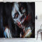 ABAKUHAUS Zombie Duschvorhang, Blutige Frau Theme, Stoffliches Gewebe Badezimmerdekorationsset mit Haken, 175 x 220 cm, Dunker Nachtblau