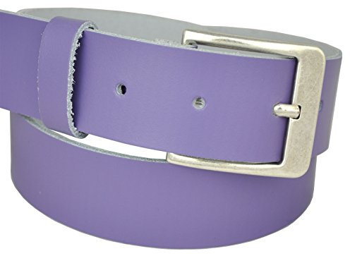 Dayneq 4cm Breit Echt Leder Guertel Altsilber Schnalle -Lila-Bundweit 85