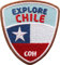 2 x Chile Abzeichen 55 x 60 mm gestickt/Explore Chile Aufnäher Aufbügler Sticker Wappen Patches für Kleidung Rucksack/Reiseführer Abenteuer Flagge Fahne Land