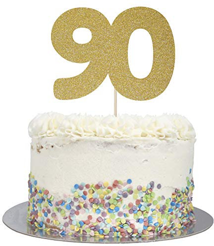 Large Number 90 Glitter Cake Topper (Gold Glitter)
