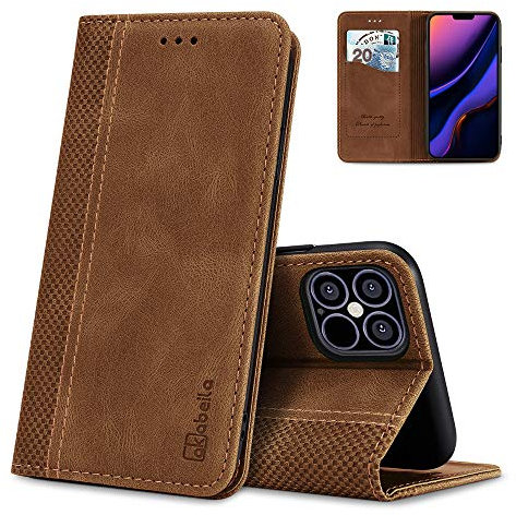 AKABEILA Hülle Kompatibel mit iPhone 12 Pro Max, Premium PU Leather Flip Folio Wallet Book Case Hülle Cover with Magnetic Closure Stand Card Slot