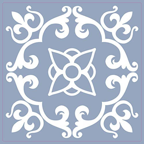Blaue Fliesenaufkleber, viktorianisch, marokkanisch, modern, selbstklebend, für Badezimmer, Küche, Spritzer, Blumen, Abzieh- und Aufkleber, Blau 8 Stück