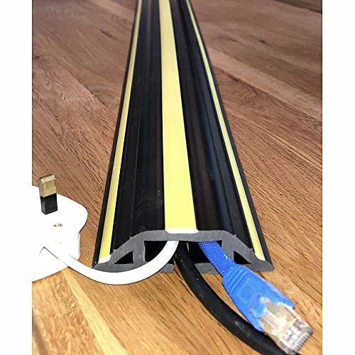 Floor Cable Cover Protector | Rubber SafetyTrunking | Wire Lead Trip Bumper (1 METRE Stripe)
