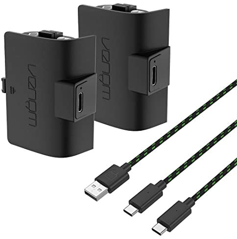 Venom Paquete doble de baterías recargables de alta capacidad de 1100 mAh, color negro (Xbox Series X y S/Xbox One)