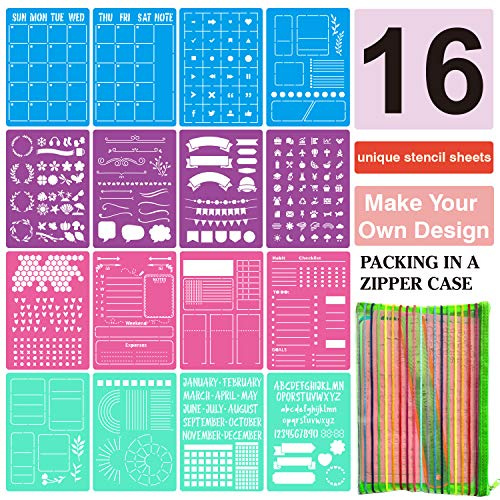 Ultimative Produktivität Tagebuch-Schablonen-Set für gepunktete Tagebücher, A5, gepunktete Planer, Kalender, Gewohnheiten-Aufzeichnung, Bullet Dotted Journal Planer, Buchstaben, Zahlen