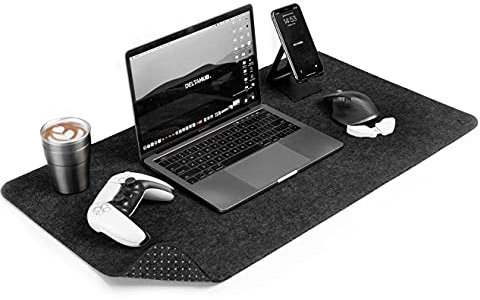 DELTAHUB - Filz Schreibtisch Schutzunterlage, Anti-Fransen & Anti-Rutsch, Schreibtischunterlage aus Filz, Langlebig, Schlankes Design, ideal für PC, Mac, Laptop (Grau - (45x80cm), L)