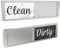 Dishwasher Magnet Clean Dirty Sign, Clean Dirty Magnet for Dishwasher, Rustic Farmhouse Kitchen Decor, Magnetic Dish Washer Sign Indicator, Sliding Rustic Dish Washer Signs, Black & White Parquet