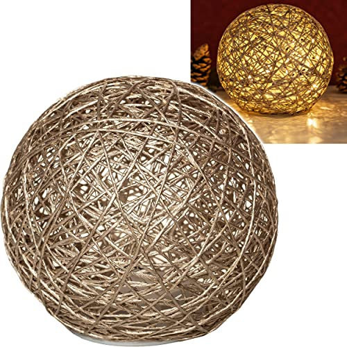 alles-meine.de GmbH 3 Stück große LICHT Dekokugeln - Gold - 15 Stück LED - Ø 15 cm - mit Timer - Batterie betrieben - Lichterkugel Leuchtkugel mit Beleuchtung - Kugel zum Hin..