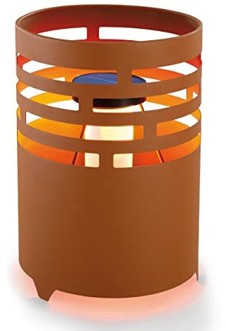 Esotec Rostfarbene Solar Feuerstelle Ottawa, gelb-oranges Flammenlicht, 22x32 cm, Akku, LED Feuerkorb, Solarlampen für außen, Flammeneffekt, 24 LEDs, metall, outdoor, wetterfest 102380